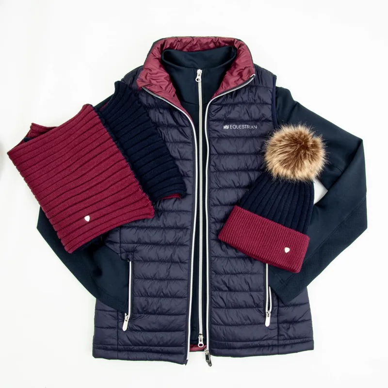 Hy Equestrian Synergy Luxury Bobble Hat - Navy/Fig-2